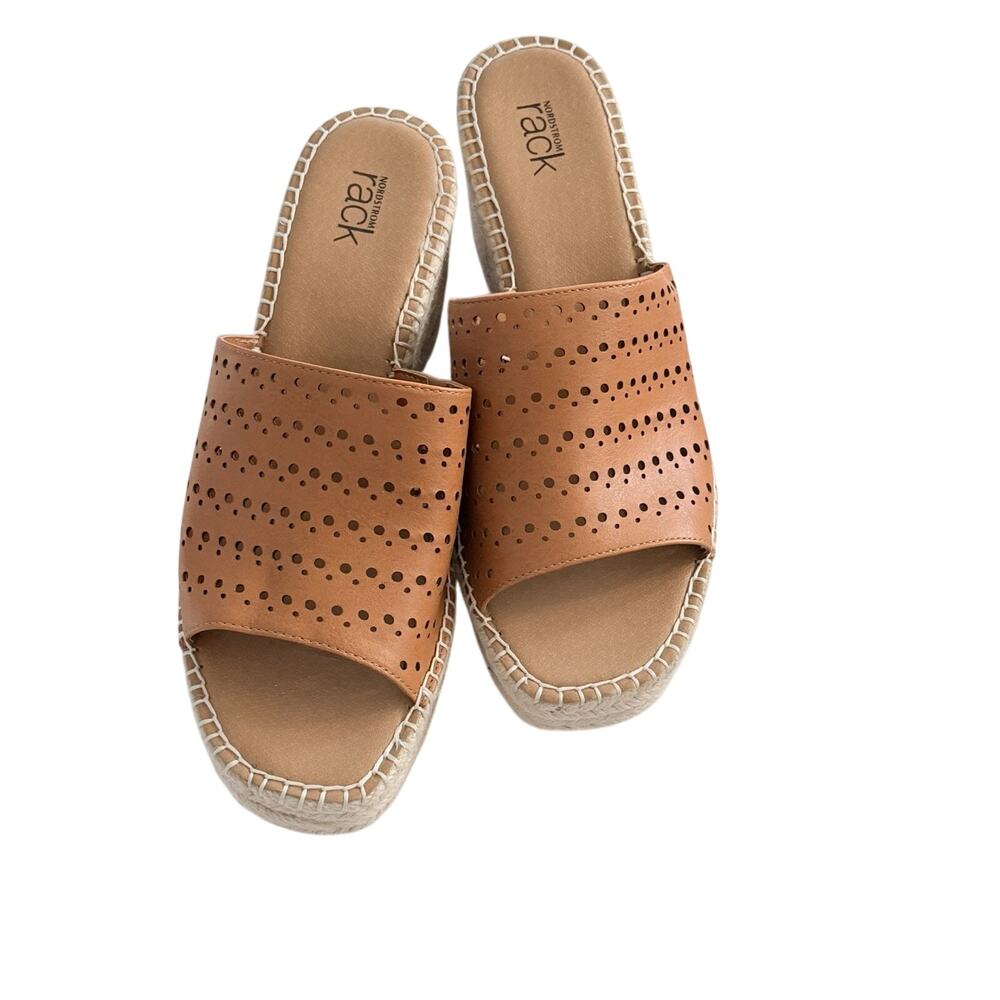 New Nordstrom Rack Cammie Perfed Wedge Sandals Shoes Womens 9M NIB